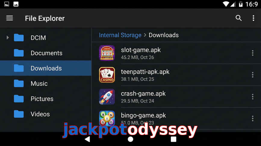 Main screen of Jackpotodyssey gameapk page for PK players