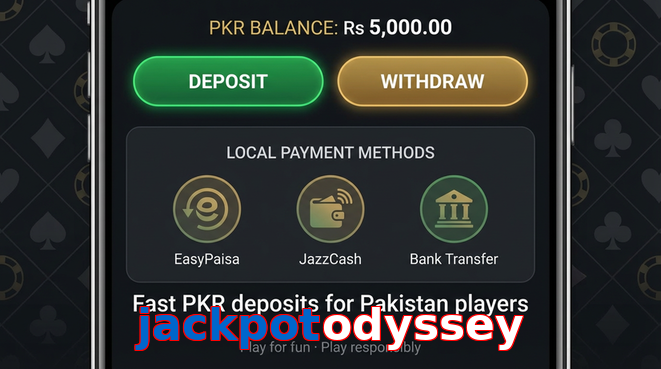 Deposit and withdrawal screen with PKR methods